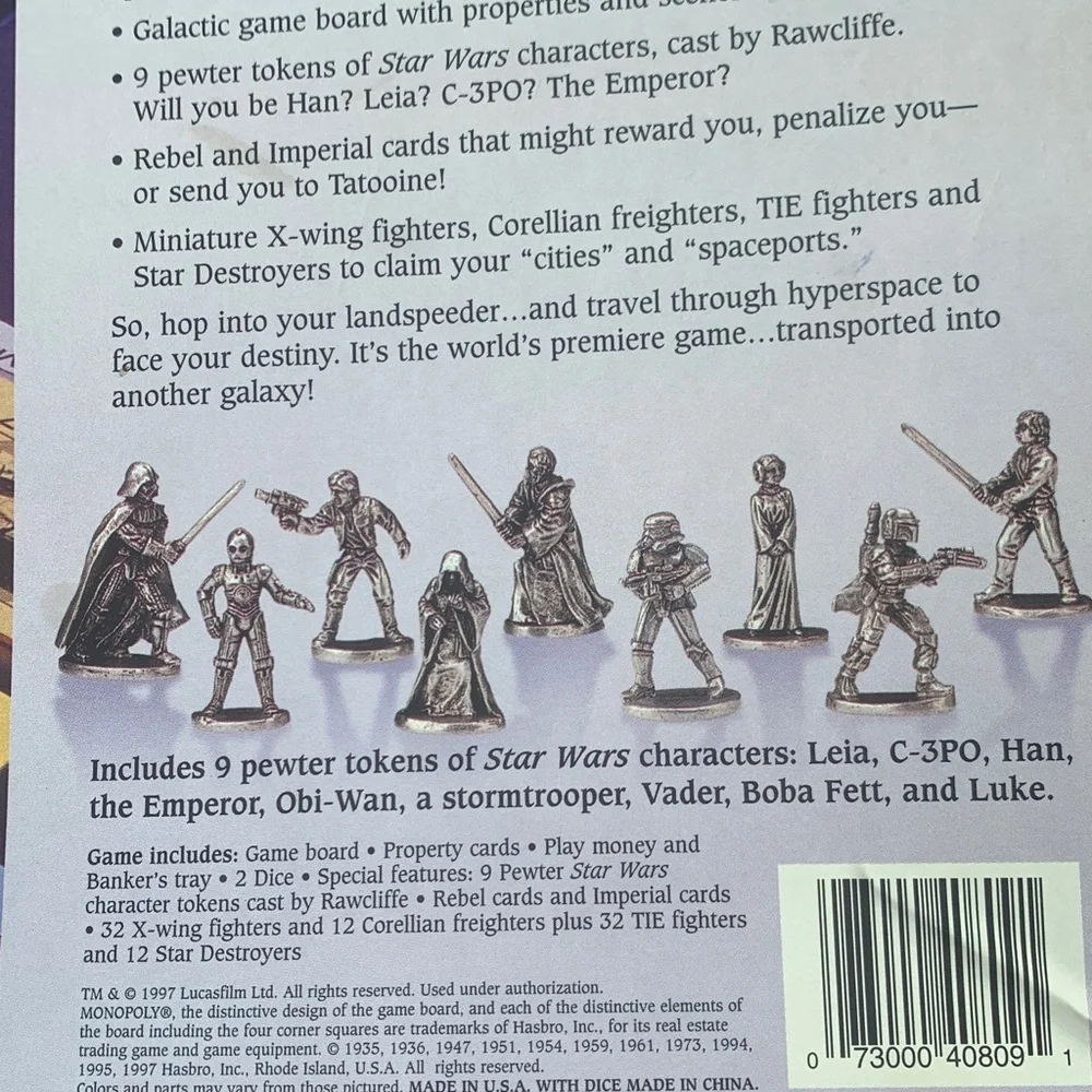 Monopoly Star Wars Classic Trilogy Edition Parker Bros. NEW Open Box - Picture 4 of 12